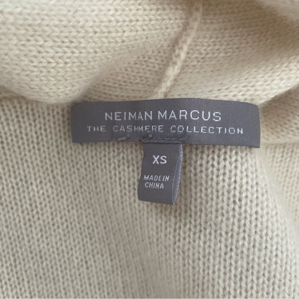 Neiman Marcus Cream Long Open Front Cardigan - Picture 3 of 8